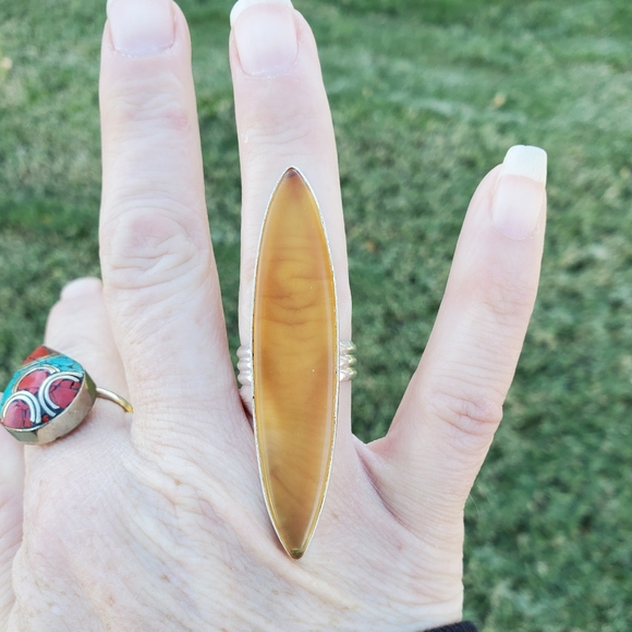 New Huge Chalcedony 925 Silver Ring. - Picture 10 of 12